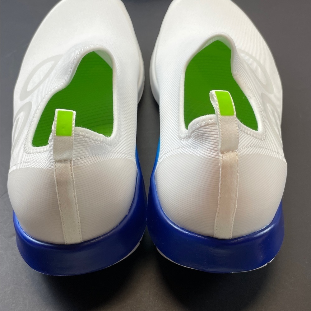 OOFOS OOmg White Slip On Shoes Green Interior Walking Comfort Mens Sz 12.5 - Picture 4 of 9